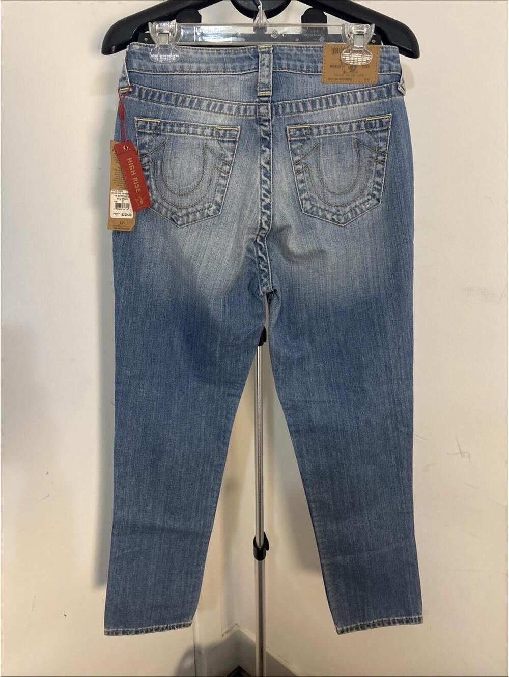 TRUE RELIGION Jeans Womens 27 High Rise Boyfriend Distressed Straight NWT $229‎